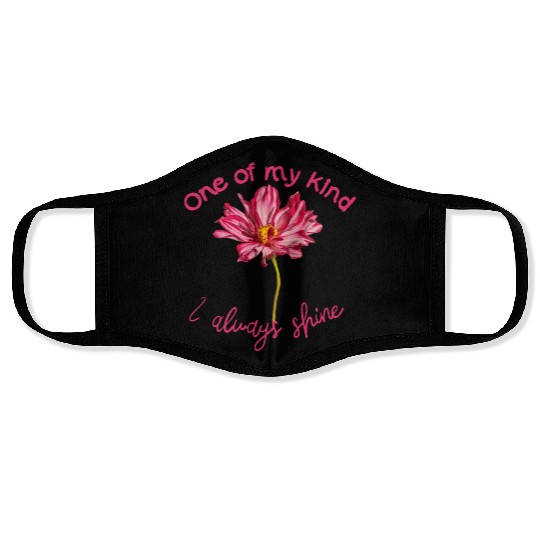Positive quote pink Cosmos flower self-affirmation Face Masks