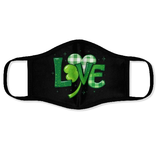 St. Patrick's Day Clover Love Charm Face Masks