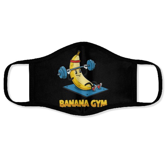Fitness and bananas for banana gym Face Masks