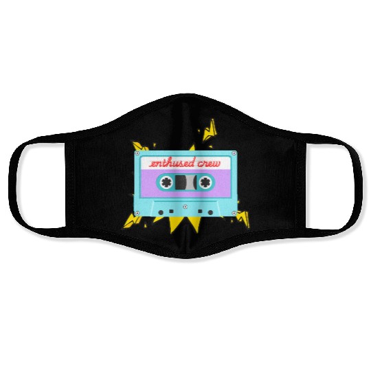 Enthused Crew Retro Cassette with Lightning! Face Masks