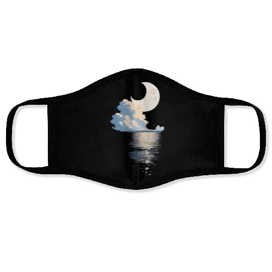 Full Moon Over sea Face Masks