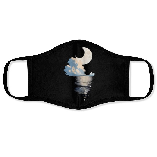 Full Moon Over sea Face Masks