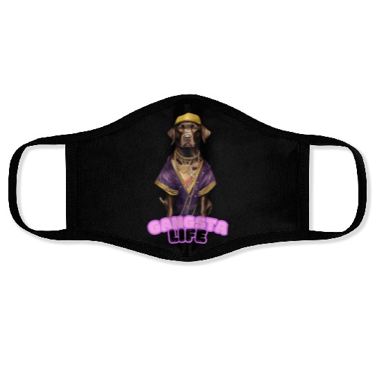 Gangsta Life Chocolate Labrador Face Masks