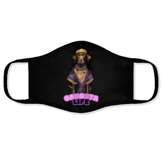 Gangsta Life Chocolate Labrador Face Masks
