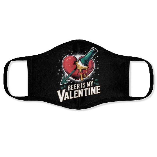 Beer Is My Valentine Funny Drinking Lover Heart Face Masks