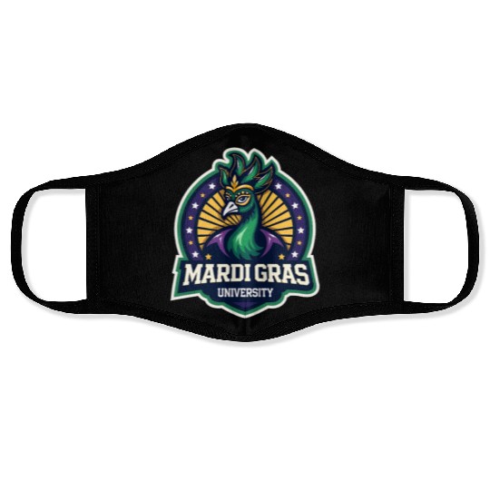 Mardi Gras University Peacock Women's Mardi Gras Face Masks