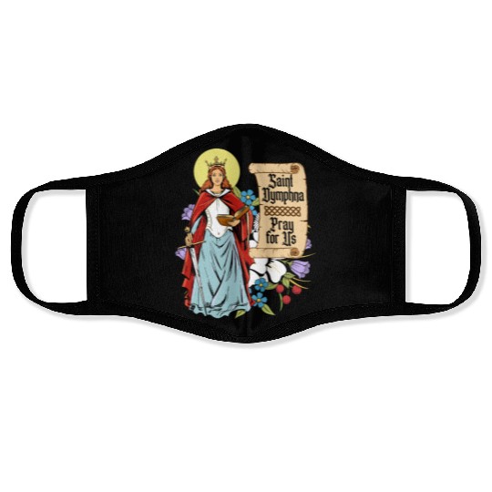 St. Dymphna Purity Lily Patron Saint Mental Health Face Masks