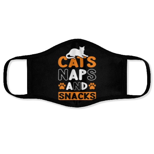 Cats Naps and Snacks Design Face Masks