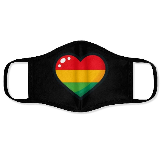 A heart with one red one yellow Face Masks