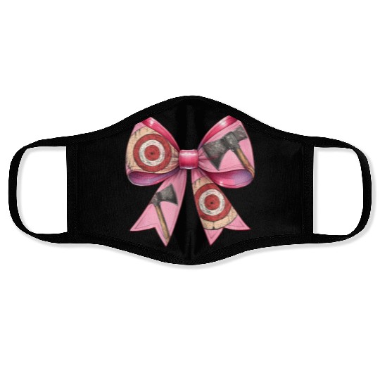 Coquette Bow Axe Throwing Axe Thrower Mothers Day Face Masks
