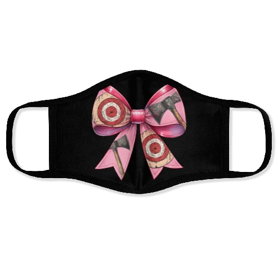 Coquette Bow Axe Throwing Axe Thrower Mothers Day Face Masks