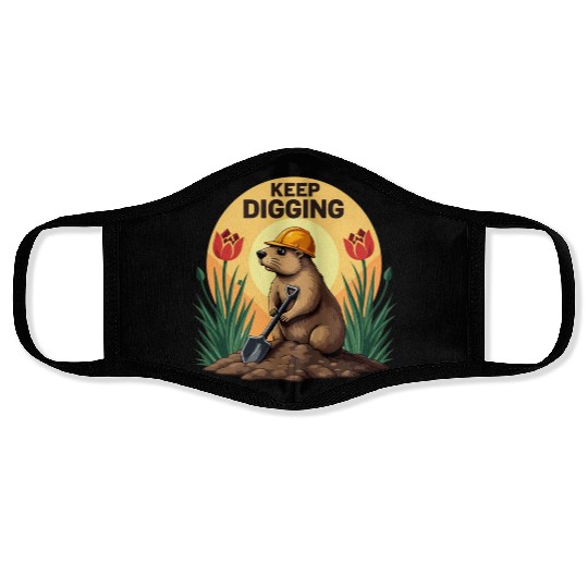 Industrious Groundhog Gardener Face Masks
