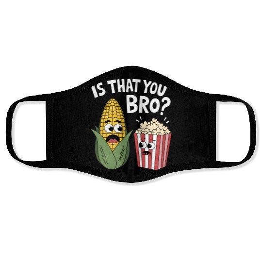 Funny Corn and Popcorn Cartoon Meme Design Face Masks