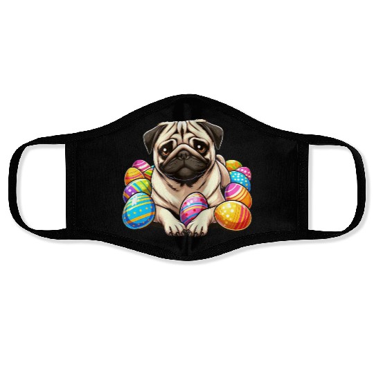 Cute Pug Easter Egg Cartoon Relax Chill Face Masks