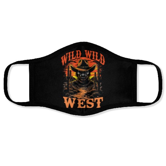 Wild Wild West Cowboy Sunset Face Masks