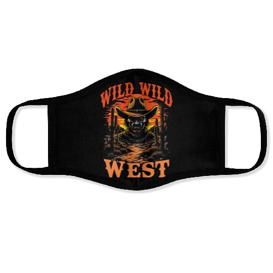 Wild Wild West Cowboy Sunset Face Masks