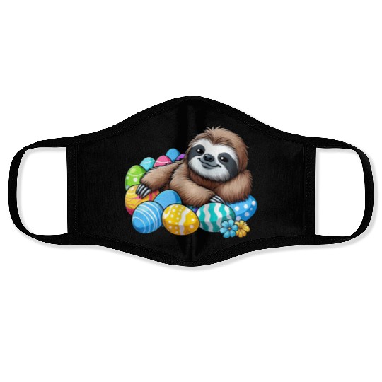 Cute Sloth Easter Egg Cartoon Chilling Face Masks