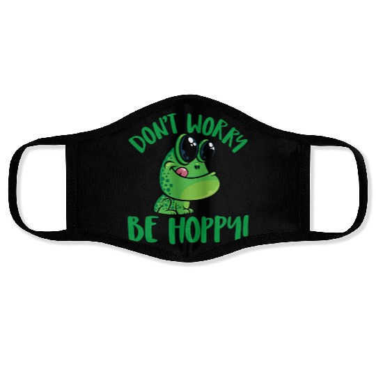 Don't Worry Be Hoppy Smiling Cartoon Frog Face Masks