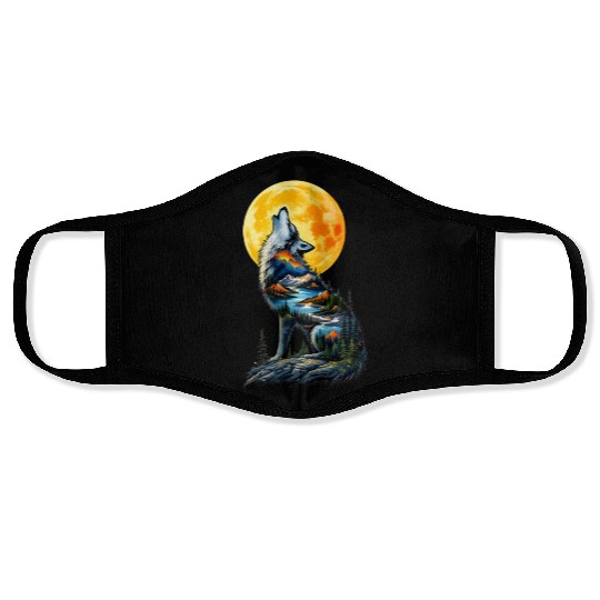 Howling Wolf Face Masks