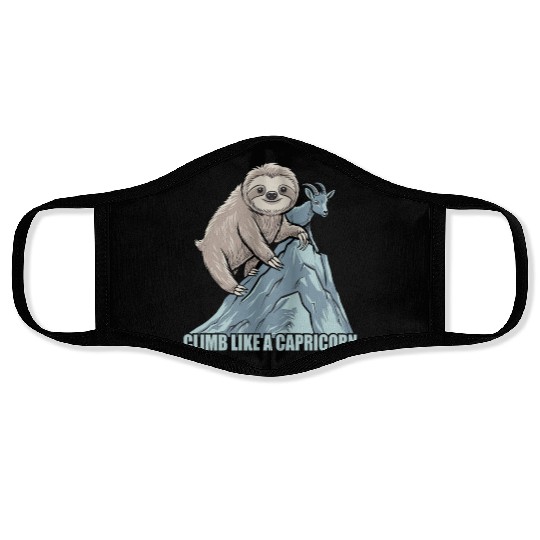 Climb Like A Capricorn Zodiac Sloth Adventure Face Masks