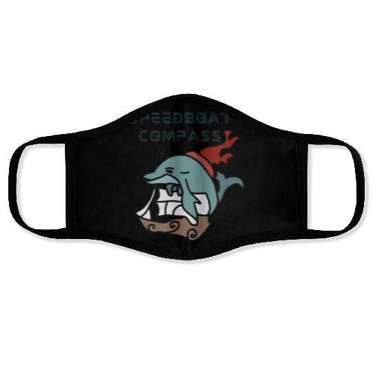 Minimalist Dolphin sailing fast and fun Face Masks