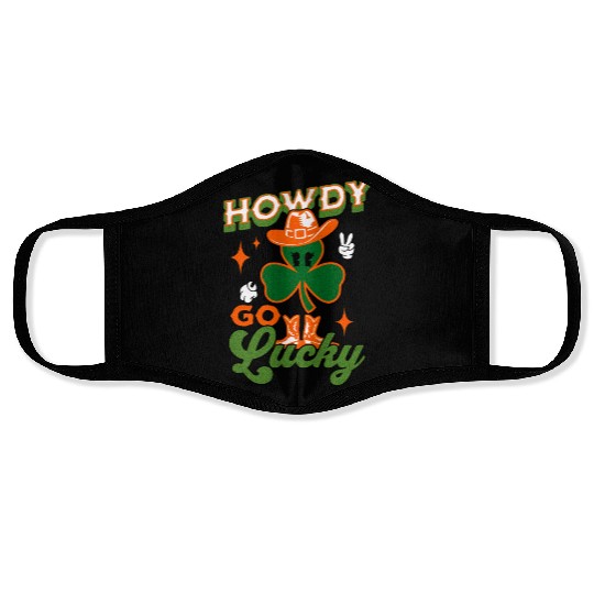 Howdy Go Lucky Funny Saint Patrick's Day Western Face Masks