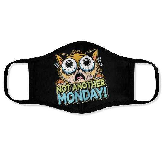 Funny Cat Illustration Expressing Dread of Monday Face Masks