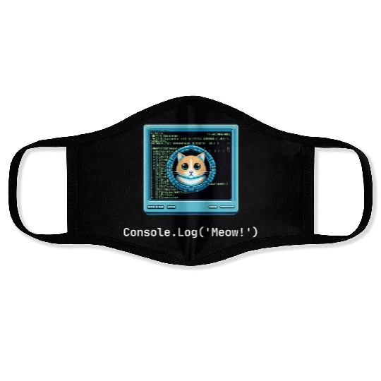 Console.Log('Meow!') Cat Coding Face Masks