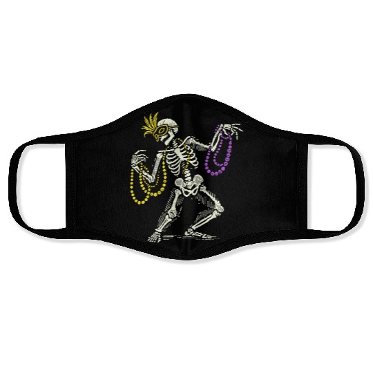 Mardi Gras Skeleton With Beads Dance Face Masks