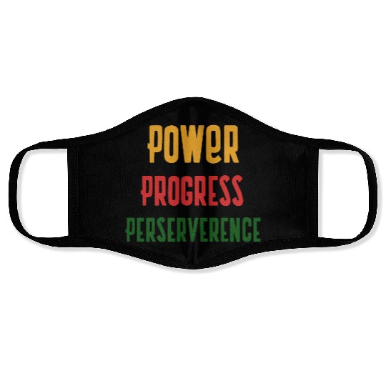 Power Progress Perseverance – Motivational Black H Face Masks