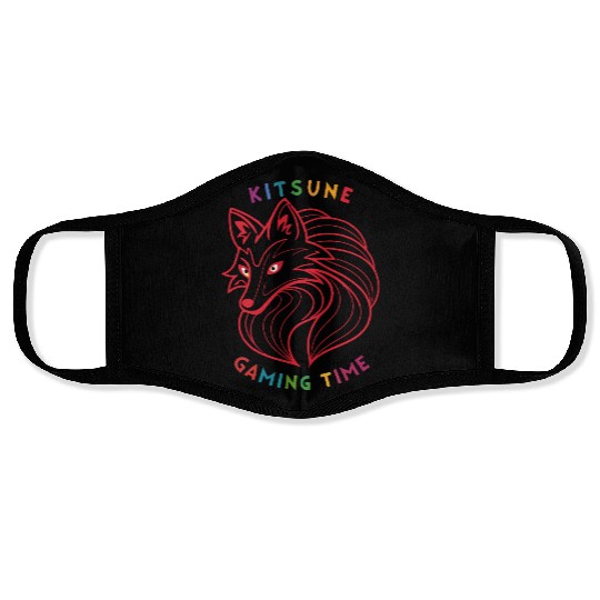 Kitsune Gaming Time – Cyber Fox Warrior Face Masks
