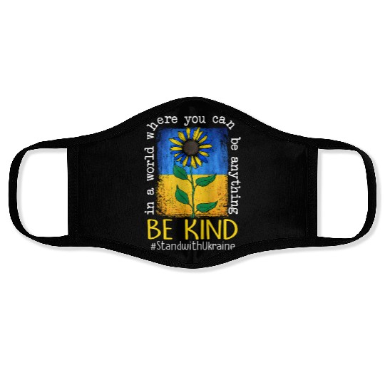 Be Kind Sunflower Ukraine Flag Face Masks