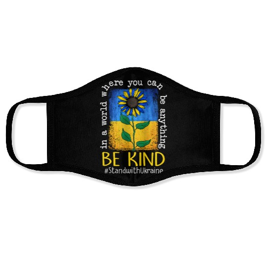 Be Kind Sunflower Ukraine Flag Face Masks
