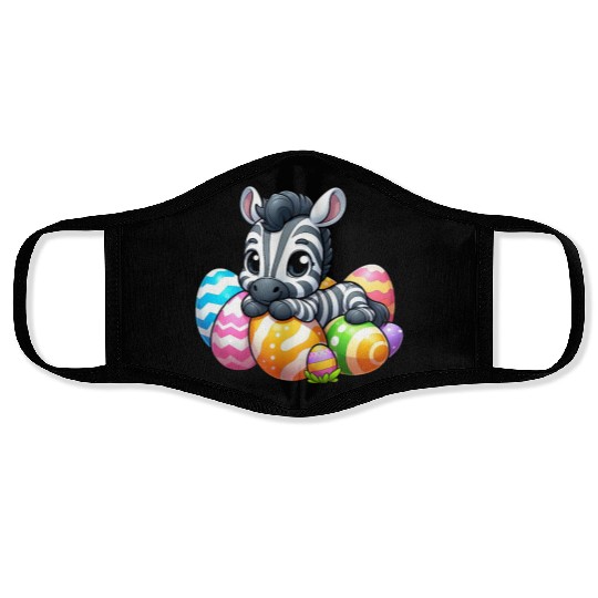 Cute Easter Zebra with Egg Cartoon Face Masks