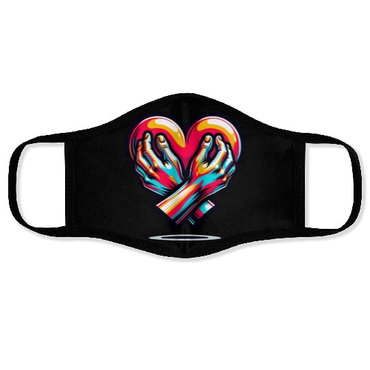 Valentine day Hands Holding a Heart Face Masks