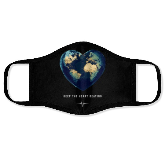Keep the Heart Beating Earth Earth Day Environment Face Masks