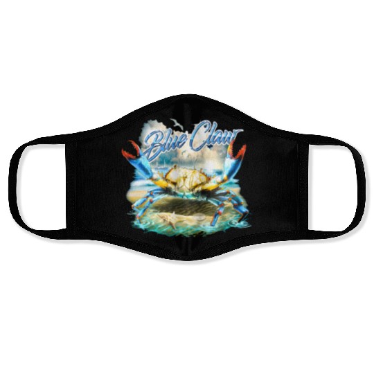 Bass Fishing Blue Claw Crab Face Masks