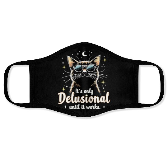 Delusional Cat Cat Retro Cats Cat Lovers Face Masks