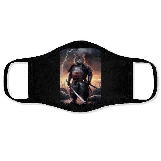 Japanese Cat Samurai Cat Face Masks