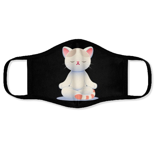 Zen cat - mindfulness in soft colors Face Masks