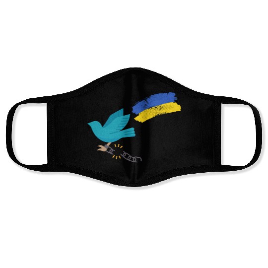 Dove of peace carrying the flag of Ukraine Face Masks