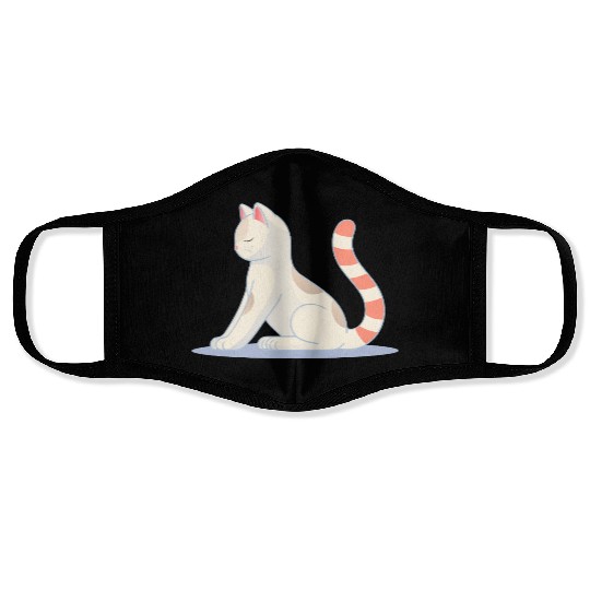 Cat in meditative yoga pose Face Masks