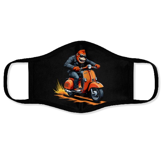 Rebellious Gorilla on Motorcycle Face Masks