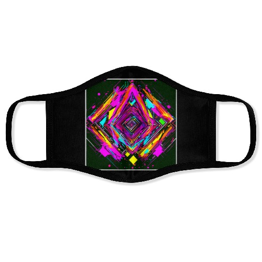 Neon Colors Vintage Party Rave Face Masks