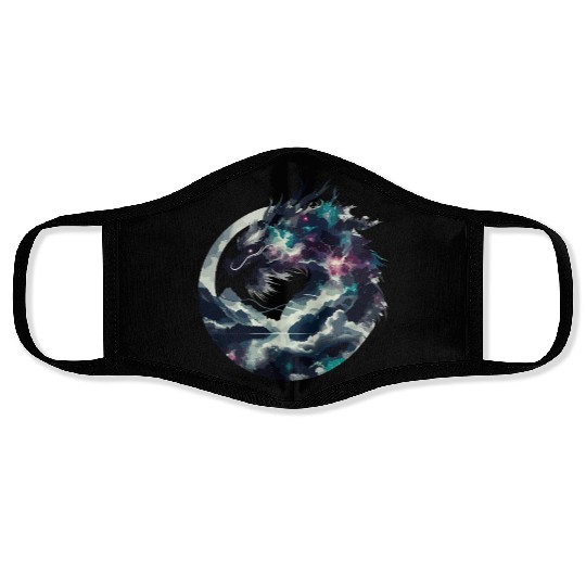 Zen Black Chinese Dragon Face Masks