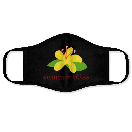 Bright Yellow Summer Blossom Design Face Masks