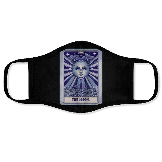 Vintage Tarot Card Illustration Of The Moon Face Masks