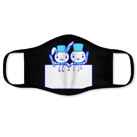 Rabbit Bird Chick Doctor Syringe Team 2 Friends Face Masks