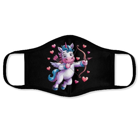 Magical Cupid Unicorn with Hearts and Bow Face Masks