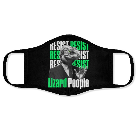 Resist Reptilians Lizard People Face Masks
